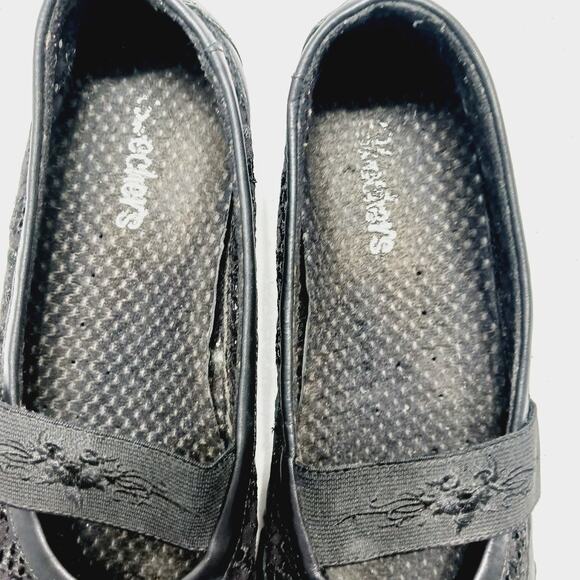 Shoes Flat Women Black Lace Elastic Strap Leather Comfort Minimalist Office 7.5 - Picture 4 of 8